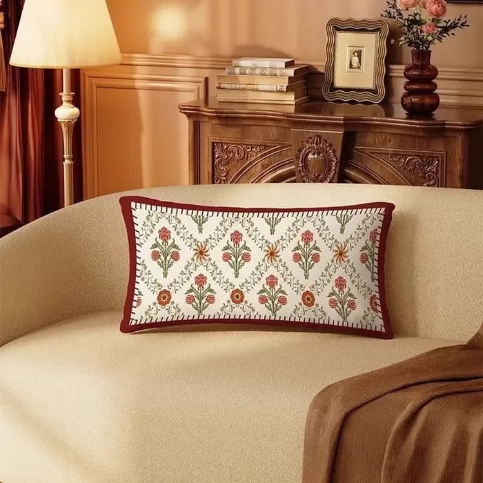 Housse de coussin rectangulaire pour canapé, belle fleur et herbe, légère, de luxe, rétro, pour salo