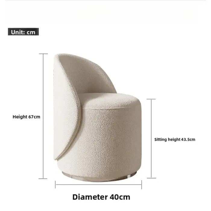 Tabouret de maquillage, tabouret rotatif pour chambre à coucher, tissu en laine d'agneau d'hiver, ta