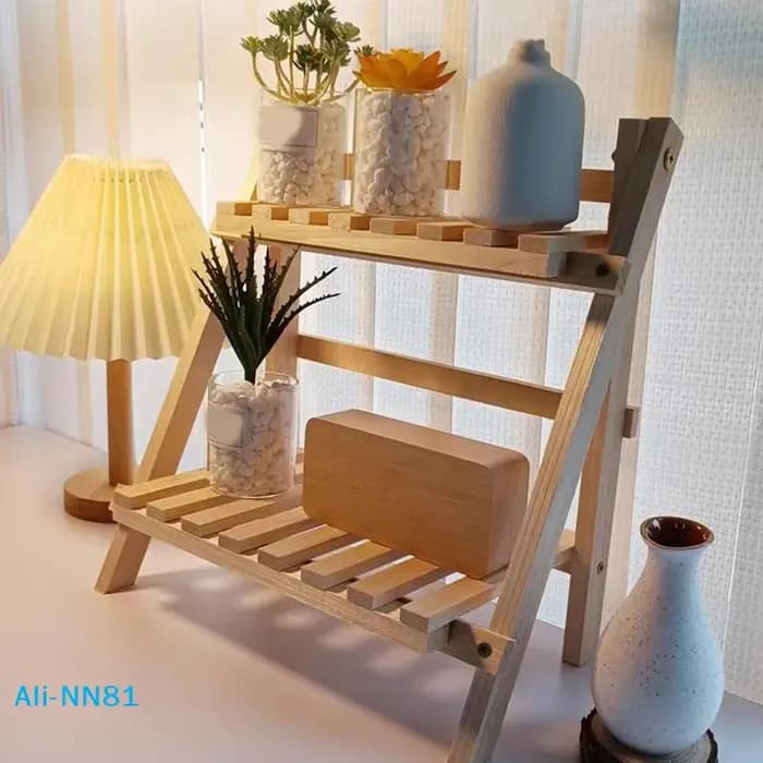 Étagère de rangement de bureau en bois à 2 niveaux