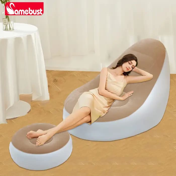 Canapé gonflable Camebust - Surface floquée, repose-pieds en PVC de haute qualité, gonflage rapide,