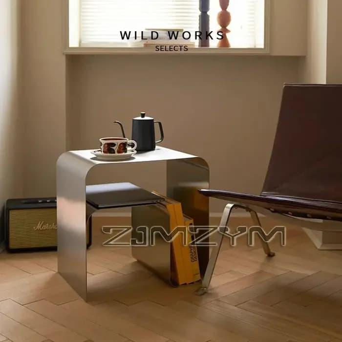 Table à thé nordique en acier inoxydable, Table de chevet minimaliste, canapé moderne, Table d'appoi
