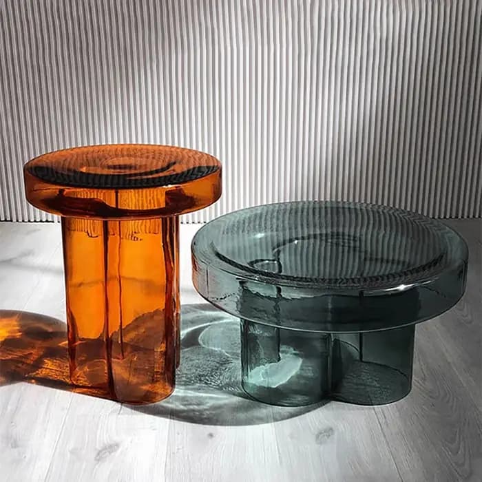 Tables basses de salon en verre coloré