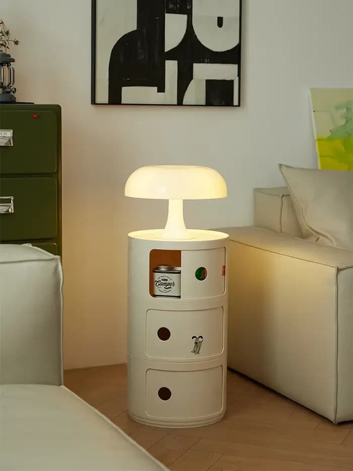Table de chevet ronde en frêne pour chambre à coucher, armoire en plastique nordique, petite table d