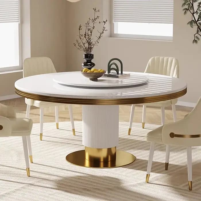 Table à manger ronde et chaise en marbre pour restaurant moderne