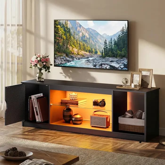Support TV LED 57 pouces pour téléviseurs 55/60/65 pouces - Centre de divertissement gaming avec écl