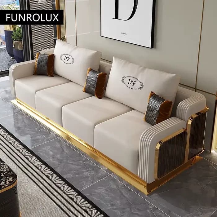 Ensemble de canapé en cuir de luxe moderne avec bois