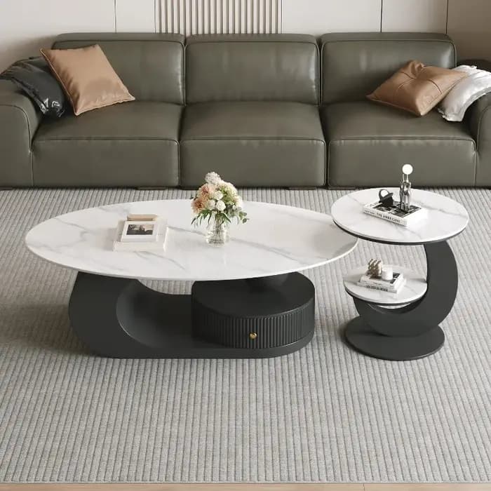 Table basse ovale en marbre pour salon
