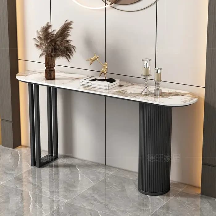 Table console unique et tendance, table console moderne en métal pour l'entrée, table d'entrée de lu