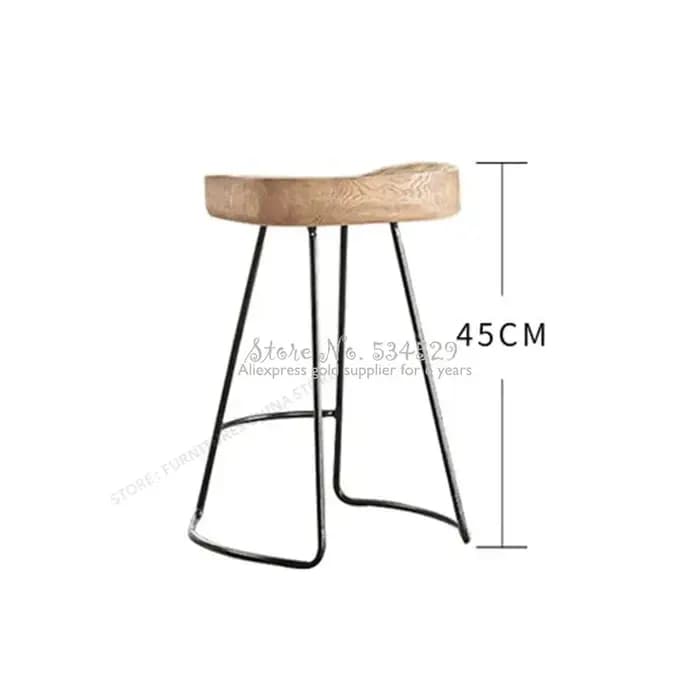 Tabouret de bar moderne avec siège en fer, chaise de vanité, style européen, bois massif, design à l