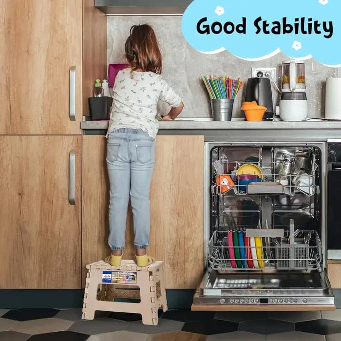 Tabouret pliant de 9 pouces, capacité de 300 lb, tabouret en plastique pour enfants et adultes, poig