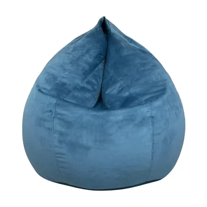 Fauteuil pouf en forme de larme ultra doux, double couture, facile à nettoyer, en velours bleu, remb