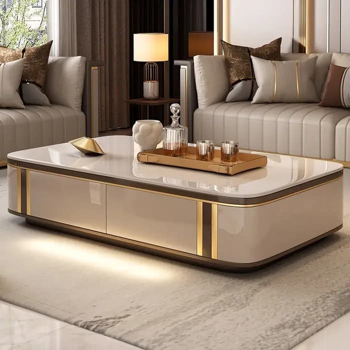 Table basse nordique rustique design dessus en verre