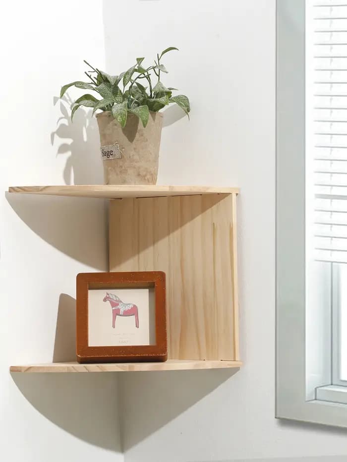 Étagère d'angle en bois Burlywood à deux couches