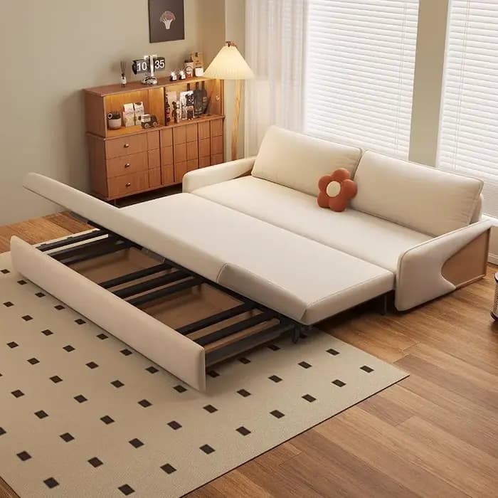 Canapé-lit moderne simple en bois massif pliable pour s'asseoir et couché