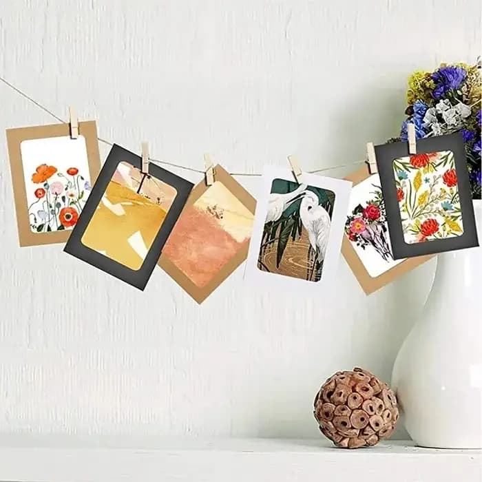 Cadre Photo créatif bricolage suspendu Album Collection mur avec corde en lin pince combinaison papier peint drapeau