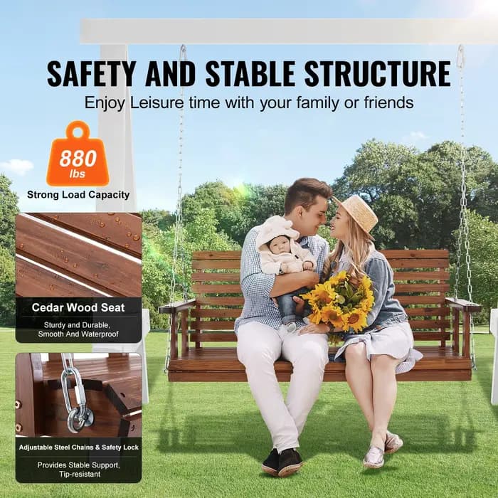 SucceBuy Balançoire de porche en bois de 5 pieds, banc de patio pour cour et jardin, banc de chaise