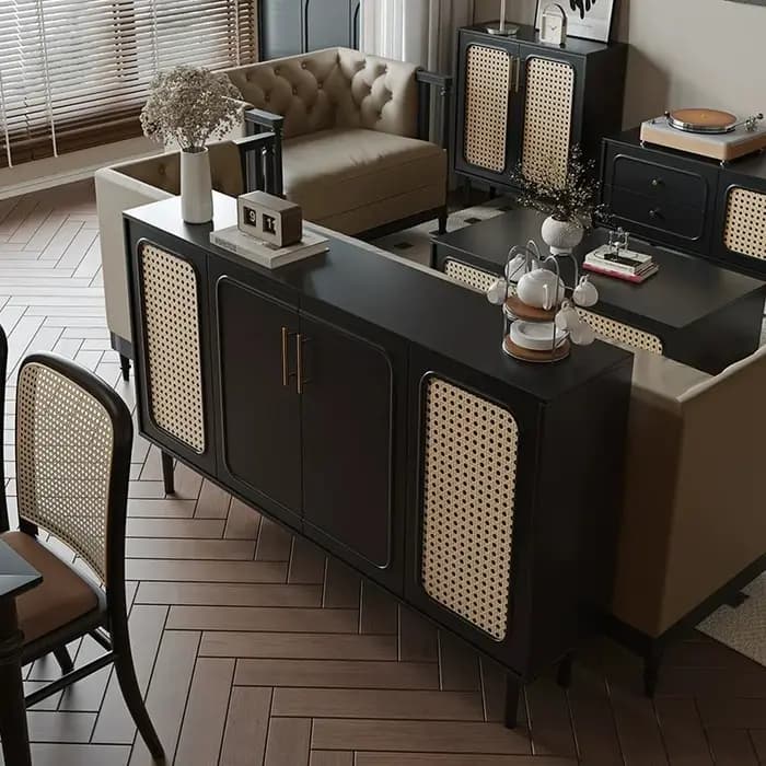 Armoire de salon minimaliste en rotin