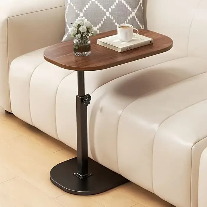Table réglable en hauteur avec plateau en bois