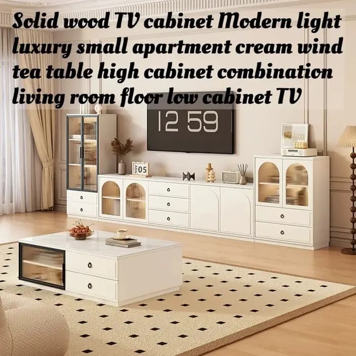 Meuble TV en bois massif blanc