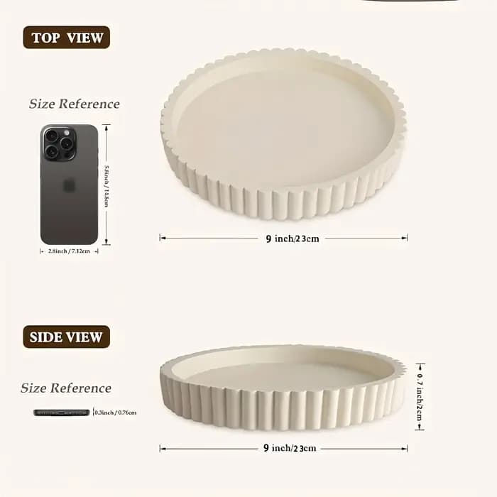 Plateau de table basse rond blanc, plateau décoratif moderne en forme de vague, plateau multifonctio