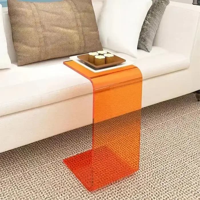Table d'appoint de canapé en acrylique en forme de C