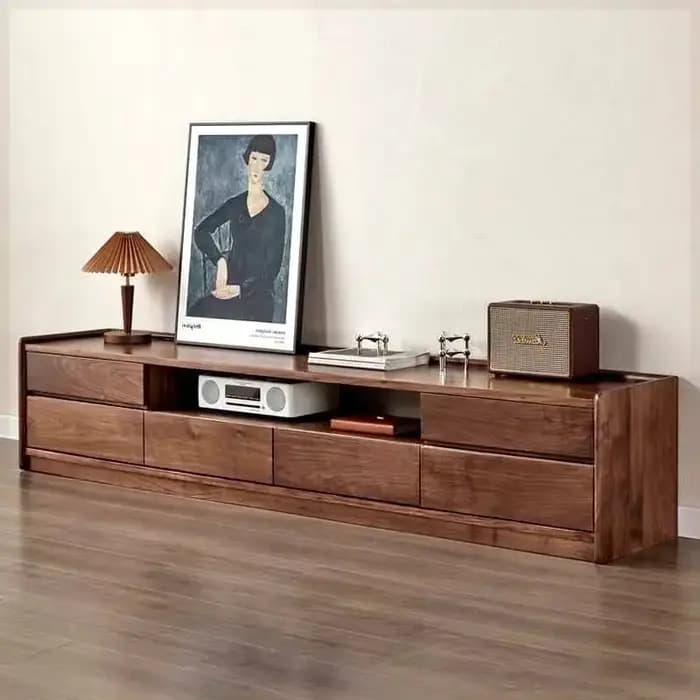 Support marron tiroirs meuble Tv décoration murale rangement concepteur luxe