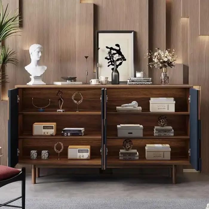 Meubles de salon de luxe noirs avec rangements, armoires murales d'angle pour salon, meubles de mais
