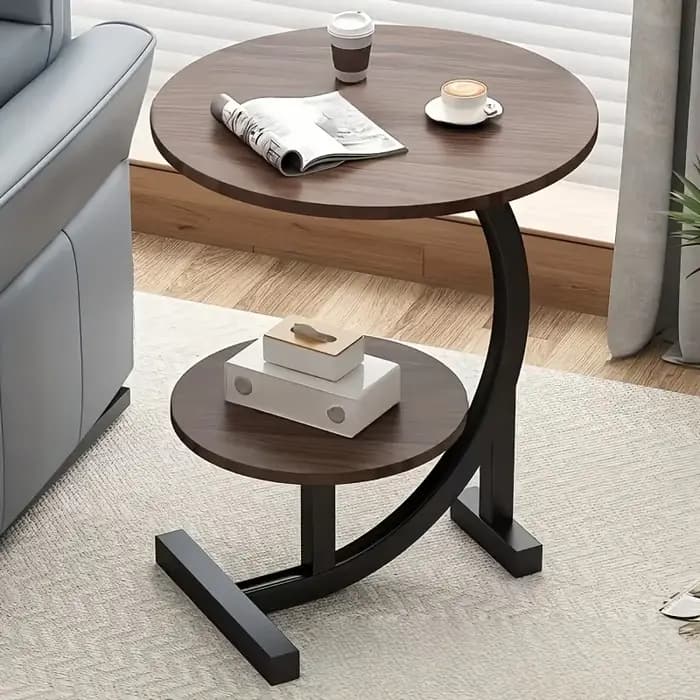 Table basse ronde de luxe en bois massif