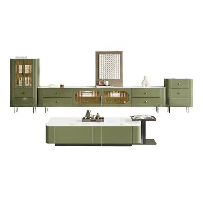 Meubles TV Esthétique Moderne avec Portes en Verre Simples et Supports au Sol