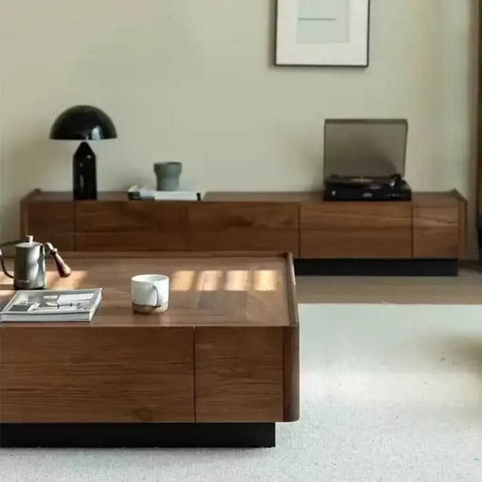 Design bois marron meuble De télévision décoration tiroirs Unique chambre rangement