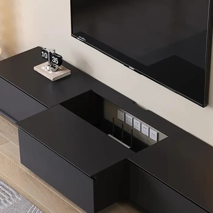 Meuble TV sur pied en bois massif pour salon