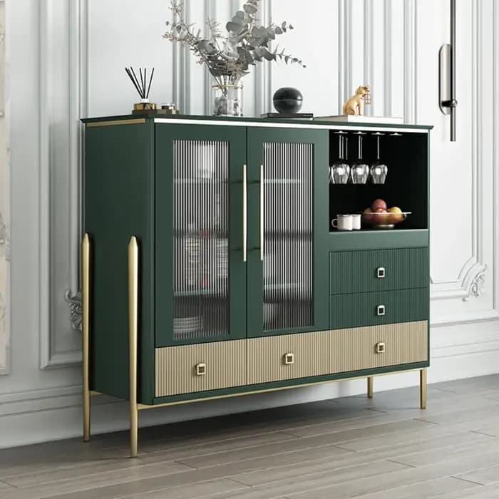 Armoire de rangement au sol, porte sur pied verte, meuble de salon pour parfum, jouets de vin de luxe, meubles de maison