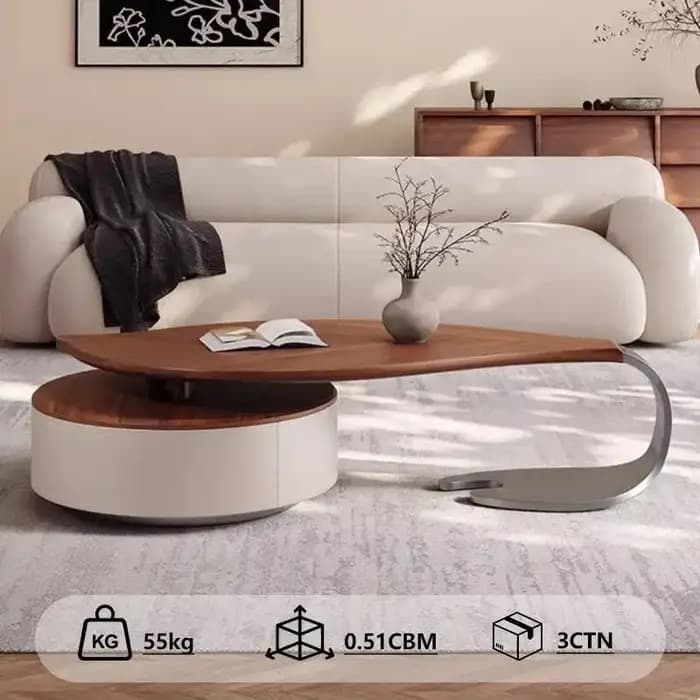 Table basse en placage de noyer en forme de feuille moderne personnalisée, lumière de luxe pour salo