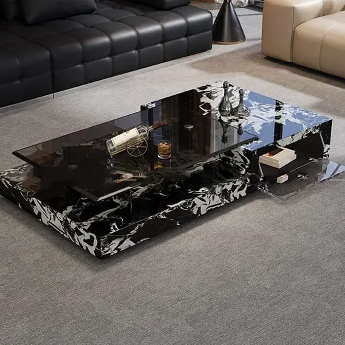 Table d'appoint de luxe en verre, décoration moderne pour salon, table basse design simple, mobilier