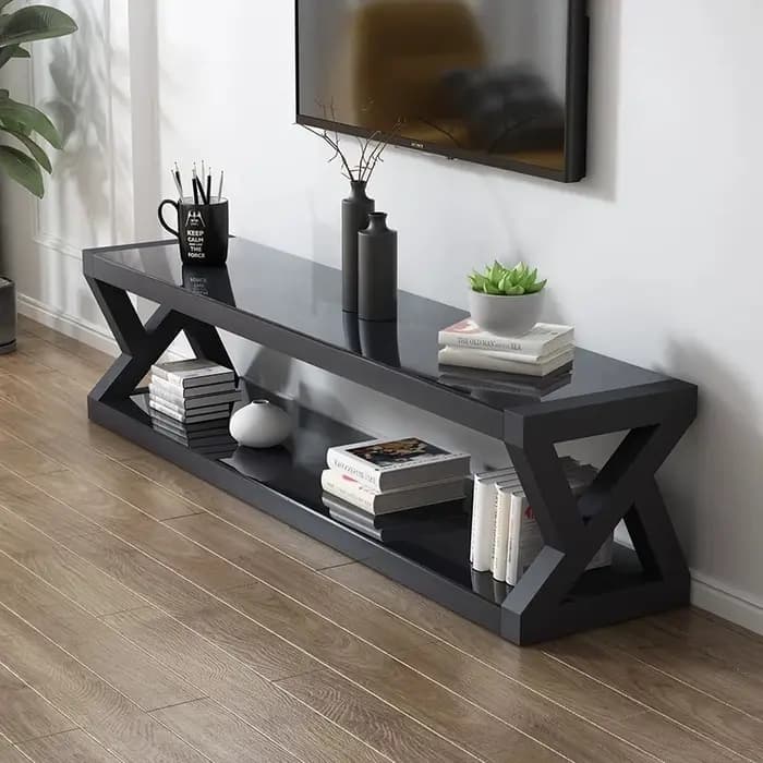 Meubles TV d'angle noirs à prix abordable avec rangement mobile, tables d'appoint et meubles de salon