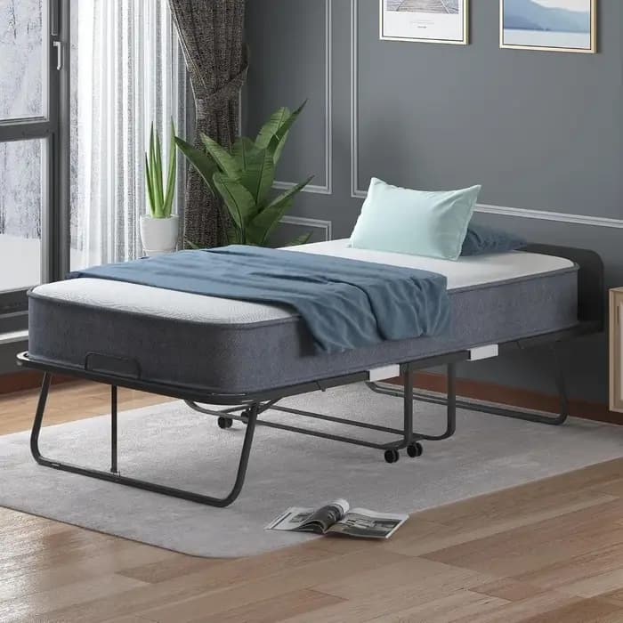 Lit pliant avec matelas, lit pliant 75 x 31 pour adultes, matelas en mousse de 5 pouces d'épaisseur,