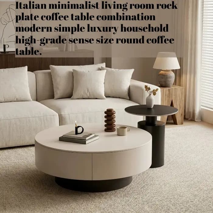 Tables basses rondes en bois italien, petites tables basses de sol avec rangement, meubles de salon pour appartement