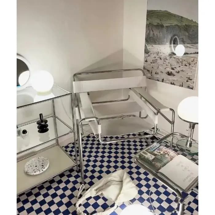 Fauteuil de salon en cuir et maille, style décontracté, pour photos