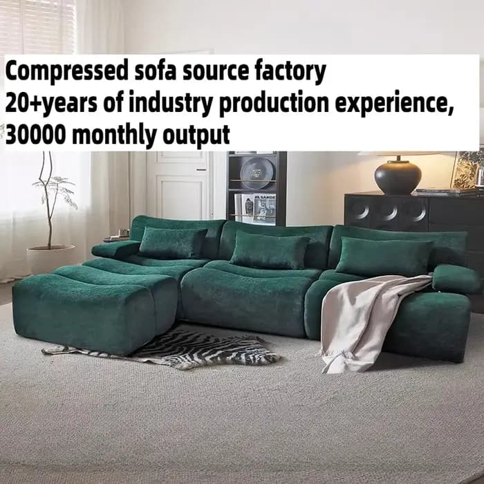 Canapé relax en tissu italien compressé sous vide