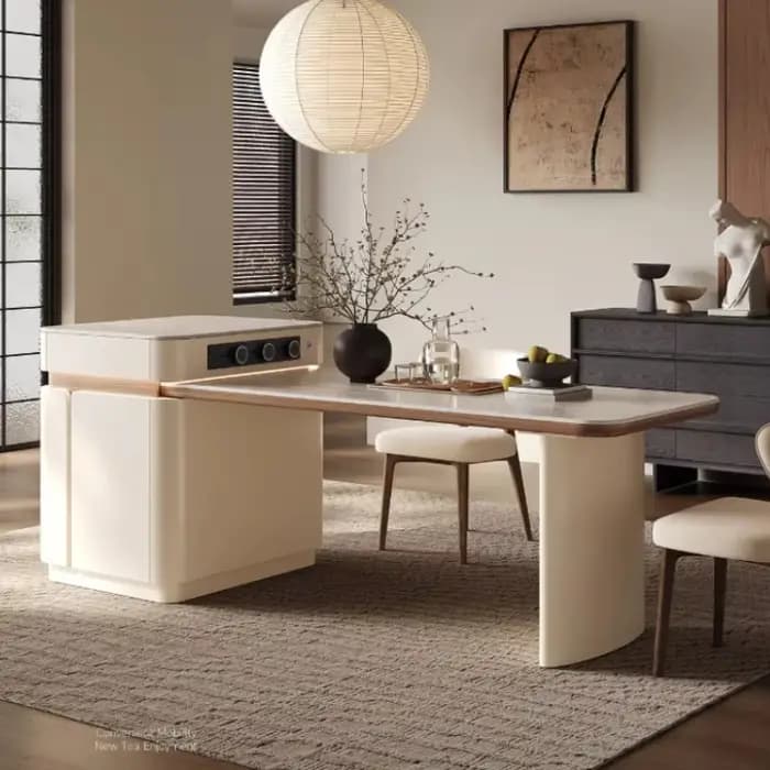 Tables à manger de luxe nordiques réglables, chaises de cuisine à plateforme d'île, meubles Extensib
