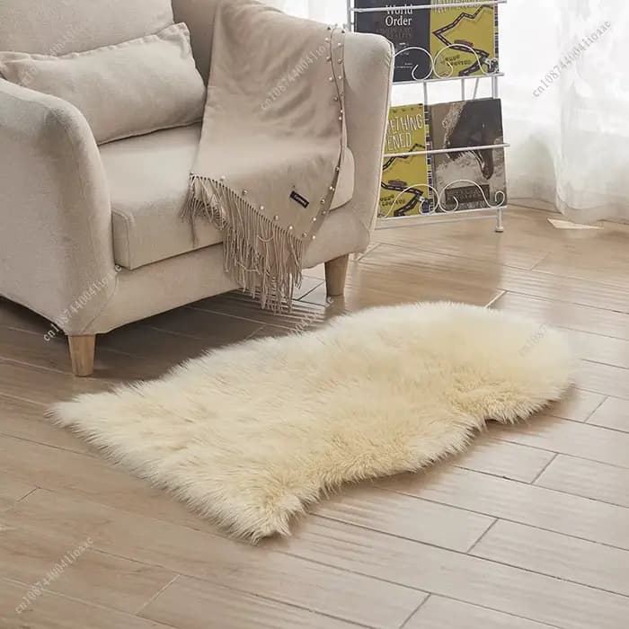 Tapis irrégulier à la mode, tapis poilu, coussin de siège, uni, moelleux, lavable, décoration de maison, chambre à coucher, chevet, baie, coussin de fenêtre