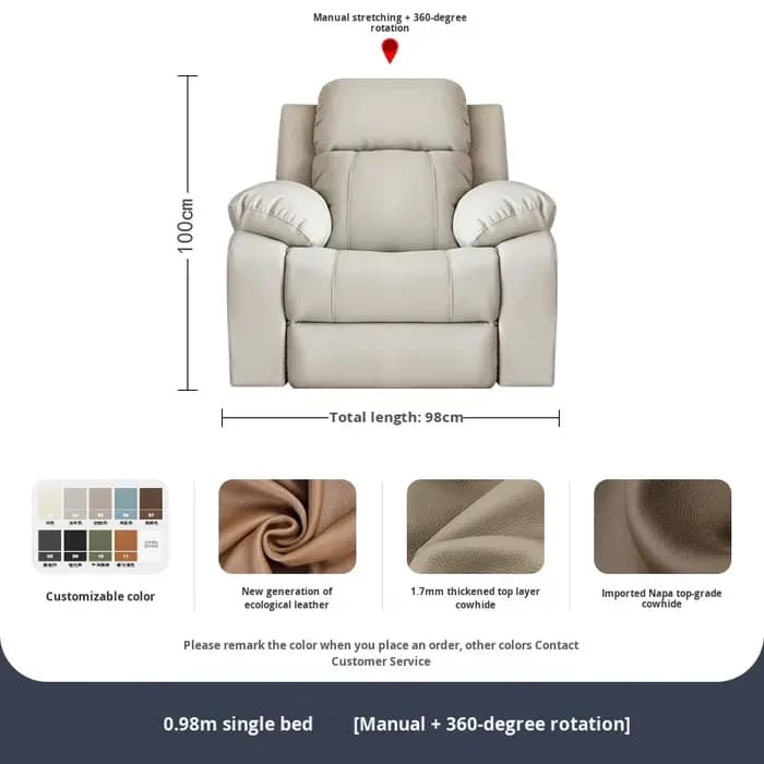 Ensemble de canapé inclinable électrique moderne en cuir PU avec cadre en bois, meubles fonctionnels