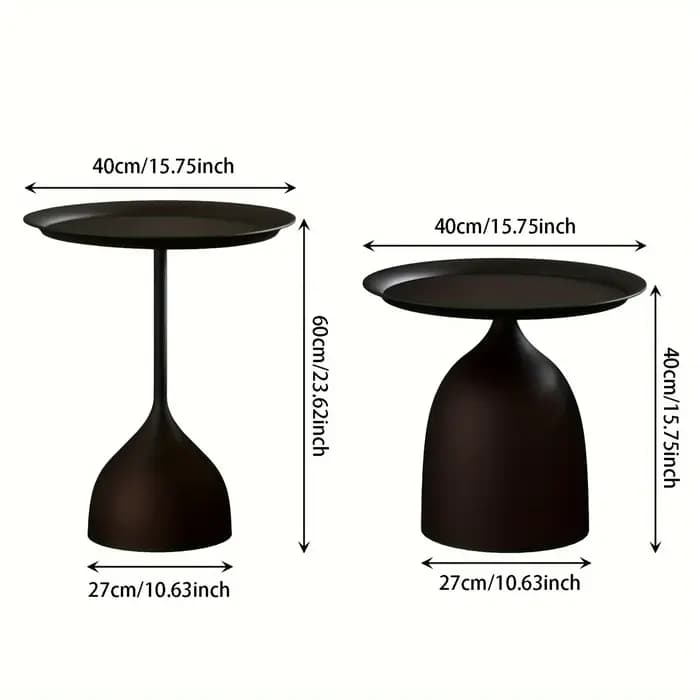 Ensemble de table d'appoint gigogne ronde 2 pièces