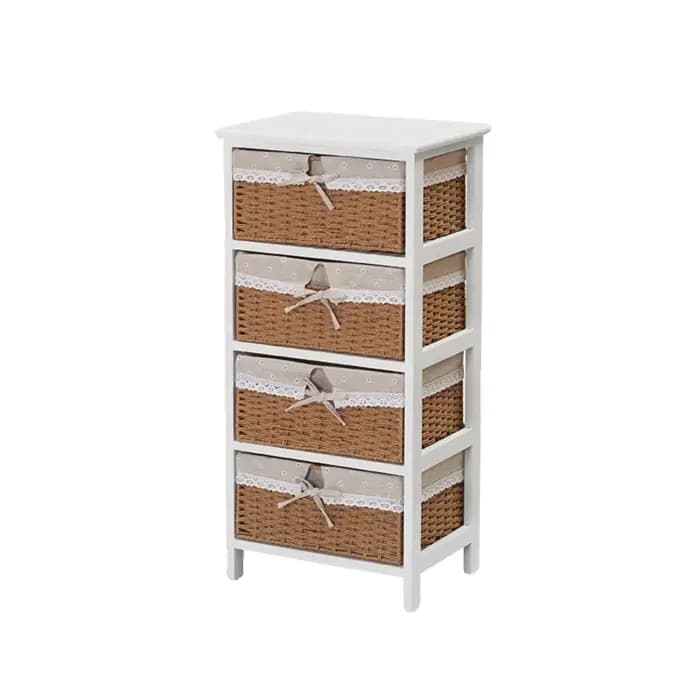 Armoire de rangement en bois massif avec tiroir tissé minimaliste moderne