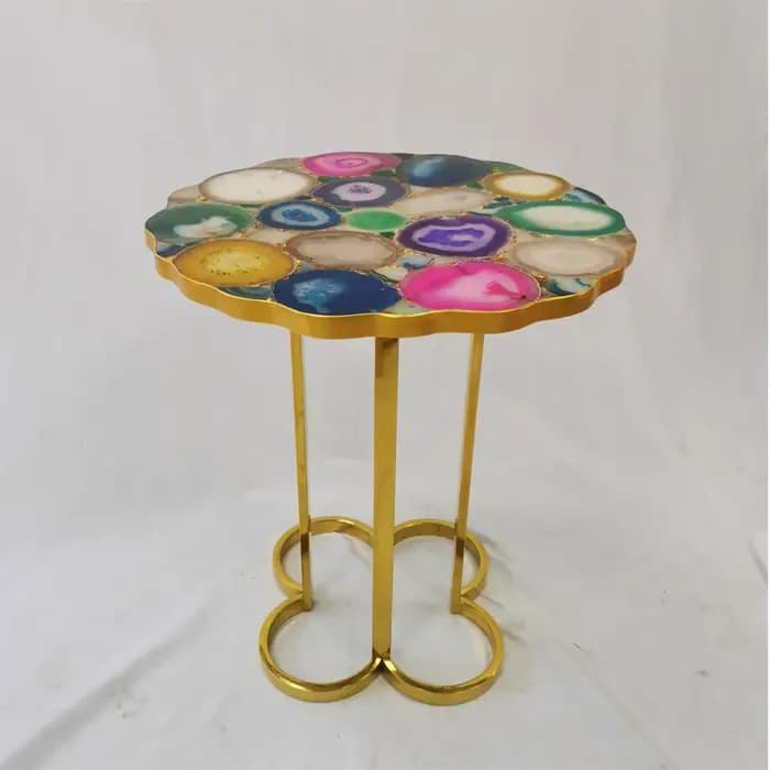 Table basse en forme de fleur en acier inoxydable