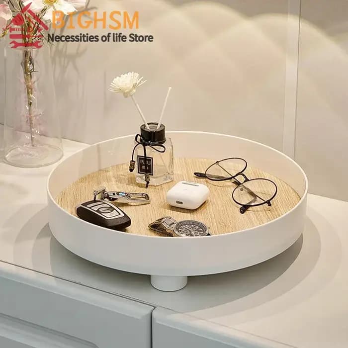 Plateau de rangement rond pour table basse de salon