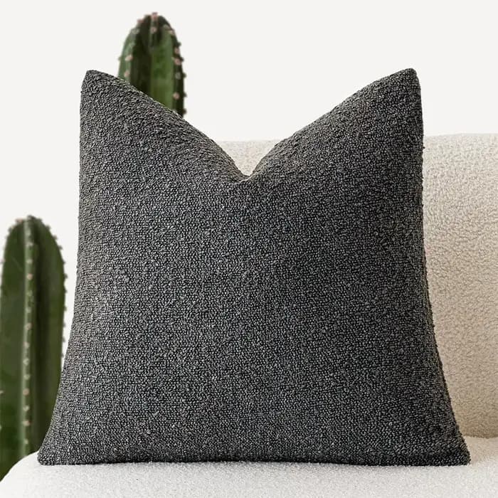 Housse de coussin à boucle solide, gris ivoire, Camel, Design doux bouffant, Texture, taie d'oreiller pour canapé, confortable, 18x18 pouces, 45x45cm