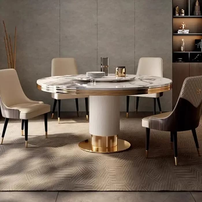 Table à manger ronde et chaise en marbre pour restaurant moderne