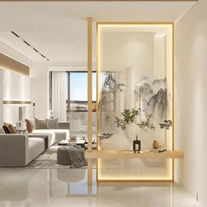 Cloison d'écran de salon en bois massif et verre, nouveau séparateur d'entrée de Style chinois, zone