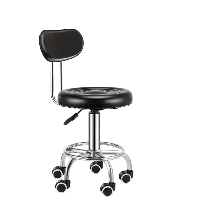 Tabouret de bar pivotant réglable avec dossier – Faux cuir contemporain et fer chromé, tabouret de b